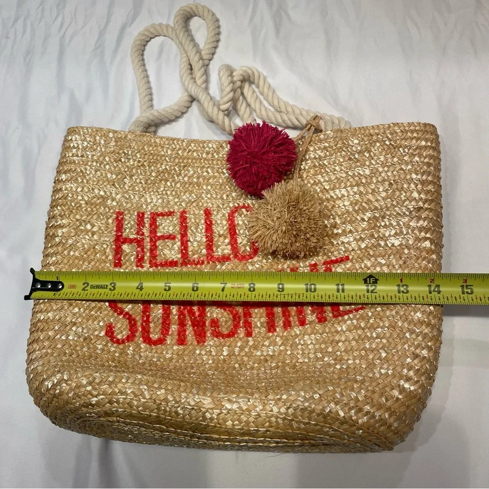 Disney x Junk Food Hello‎ Sunshine Straw Tote Bag Summer Beach Travel Casual